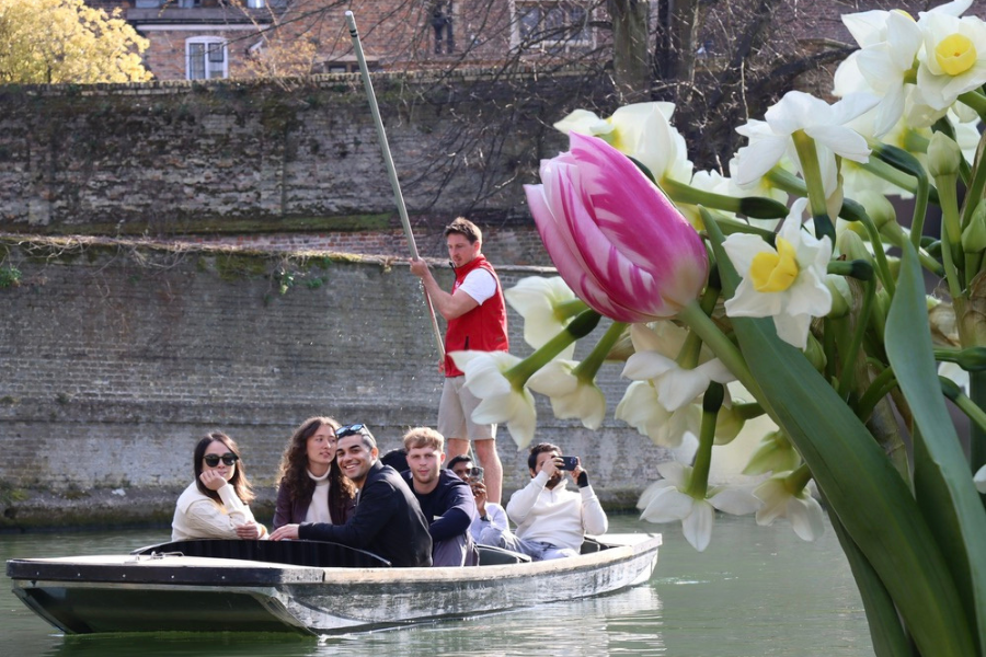 Springtime In Cambridge Punting with Springtime Flowers